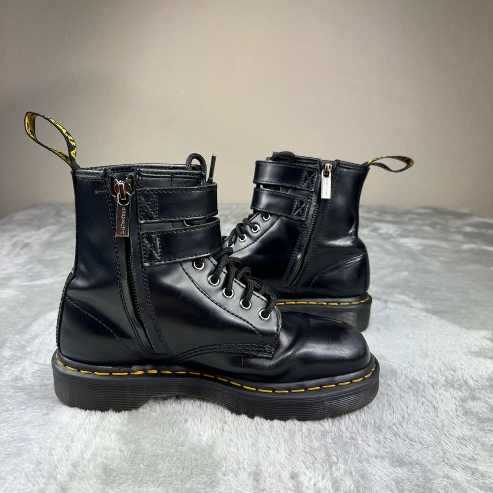 Dr. Martens Black Leather Lace Up/Zip Buckle Ankle Boots Good Condition W Wear - Picture 6 of 15